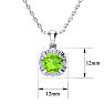 2 Carat Cushion Cut Peridot and Diamond Necklace In Sterling Silver With 18 Inch Chain Image-4