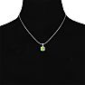 2 Carat Cushion Cut Peridot and Diamond Necklace In Sterling Silver With 18 Inch Chain Image-5