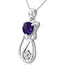 1 Carat Amethyst and Diamond Cat Necklace In Sterling Silver With 18 Inch Chain Image-3