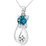 1 Carat Blue Topaz and Diamond Cat Necklace In Sterling Silver With 18 Inch Chain Image-2