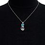 1 Carat Blue Topaz and Diamond Cat Necklace In Sterling Silver With 18 Inch Chain Image-5