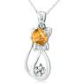 1 Carat Citrine and Diamond Cat Necklace In Sterling Silver With 18 Inch Chain Image-2