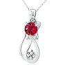 1 Carat Ruby and Diamond Cat Necklace In Sterling Silver With 18 Inch Chain Image-2