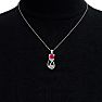 1 Carat Ruby and Diamond Cat Necklace In Sterling Silver With 18 Inch Chain Image-5