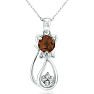 1 Carat Garnet and Diamond Cat Necklace In Sterling Silver With 18 Inch Chain Image-1