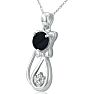 1 Carat Black Onyx and Diamond Cat Necklace In Sterling Silver With 18 Inch Chain Image-3
