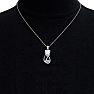 1 Carat Opal and Diamond Cat Necklace In Sterling Silver With 18 Inch Chain Image-5