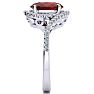 Ruby Ring: 2 3/4 Carat Oval Shape Created Ruby and Halo Diamond Ring In Sterling Silver Image-4