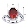 Ruby Ring: 2 3/4 Carat Oval Shape Created Ruby and Halo Diamond Ring In Sterling Silver Image-5