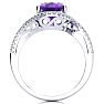Amethyst Ring: 2 3/4 Carat Oval Shape Amethyst and Halo Diamond Ring In Sterling Silver Image-3