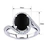 Black Onyx Ring: 2 3/4 Carat Oval Shape Black Onyx and Halo Diamond Ring In Sterling Silver Image-5