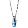 1/2 Carat Heart Shaped Blue Topaz and Diamond Necklace In Sterling Silver With 18 Inch Chain Image-3