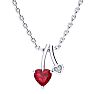 1/2 Carat Heart Shaped Ruby and Diamond Necklace In Sterling Silver With 18 Inch Chain Image-1