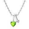 1/2 Carat Heart Shaped Peridot and Diamond Necklace In Sterling Silver With 18 Inch Chain Image-1