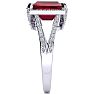 Ruby Ring: 4 Carat Emerald Shape Created Ruby and Diamond Ring In Sterling Silver Image-4