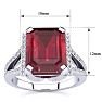 Ruby Ring: 4 Carat Emerald Shape Created Ruby and Diamond Ring In Sterling Silver Image-5