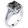 Mystic Topaz Ring: 4 Carat Emerald Shape Mystic Topaz and Diamond Ring In Sterling Silver Image-2