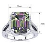 Mystic Topaz Ring: 4 Carat Emerald Shape Mystic Topaz and Diamond Ring In Sterling Silver Image-5