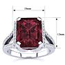 Garnet Ring: 4 Carat Emerald Shape Garnet and Diamond Ring In Sterling Silver Image-5