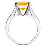Citrine Ring: 4 Carat Emerald Shape Citrine and Diamond Ring In Sterling Silver Image-3