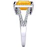 Citrine Ring: 4 Carat Emerald Shape Citrine and Diamond Ring In Sterling Silver Image-4