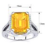 Citrine Ring: 4 Carat Emerald Shape Citrine and Diamond Ring In Sterling Silver Image-5