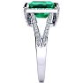 Emerald Ring: 4 Carat Emerald Shape Created Emerald and Diamond Ring In Sterling Silver Image-4