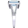Aquamarine Ring: 4 Carat Emerald Shape Aquamarine and Diamond Ring In Sterling Silver Image-4