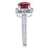 Garnet Ring: 1 1/4 Carat Cushion Cut Garnet and Halo Diamond Ring In Sterling Silver Image-4