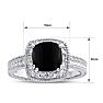 Black Onyx Ring: 1 1/4 Carat Cushion Cut Black Onyx and Halo Diamond Ring In Sterling Silver Image-5