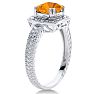 Citrine Ring: 1 1/4 Carat Cushion Cut Citrine and Halo Diamond Ring In Sterling Silver Image-2
