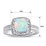 Opal Ring: 1 1/4 Carat Cushion Cut Created Opal and Halo Diamond Ring In Sterling Silver Image-5