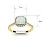 1 1/2 Carat Cushion Cut Created Opal and Halo Diamond Ring In 14K Yellow Gold Image-5