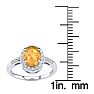 Citrine Ring: 1 Carat Oval Shape Citrine and Halo Diamond Ring In Sterling Silver Image-5