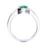 Emerald Ring: 1 Carat Oval Shape Created Emerald and Halo Diamond Ring In Sterling Silver Image-3