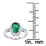 Emerald Ring: 1 Carat Oval Shape Created Emerald and Halo Diamond Ring In Sterling Silver Image-5
