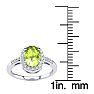 Peridot Ring: 1 Carat Oval Shape Peridot and Halo Diamond Ring In Sterling Silver Image-5
