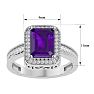 Amethyst Ring: 2 3/4 Carat Emerald Shape Amethyst and Diamond Ring In Sterling Silver Image-5