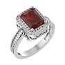Garnet Ring: 2 3/4 Carat Emerald Shape Garnet and Diamond Ring In Sterling Silver Image-2