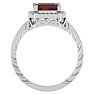 Garnet Ring: 2 3/4 Carat Emerald Shape Garnet and Diamond Ring In Sterling Silver Image-3