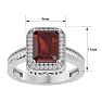 Garnet Ring: 2 3/4 Carat Emerald Shape Garnet and Diamond Ring In Sterling Silver Image-5