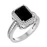 Black Onyx Ring: 2 3/4 Carat Emerald Shape Black Onyx and Diamond Ring In Sterling Silver Image-2