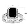 Black Onyx Ring: 2 3/4 Carat Emerald Shape Black Onyx and Diamond Ring In Sterling Silver Image-5