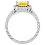 Citrine Ring: 2 3/4 Carat Emerald Shape Citrine and Diamond Ring In Sterling Silver Image-3