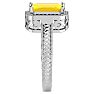 Citrine Ring: 2 3/4 Carat Emerald Shape Citrine and Diamond Ring In Sterling Silver Image-4
