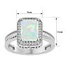 Opal Ring: 2 3/4 Carat Emerald Shape Created Opal and Diamond Ring In Sterling Silver Image-5