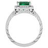 Emerald Ring: 2 3/4 Carat Emerald Shape Created Emerald and Diamond Ring In Sterling Silver Image-3