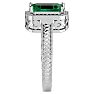 Emerald Ring: 2 3/4 Carat Emerald Shape Created Emerald and Diamond Ring In Sterling Silver Image-4