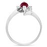 Ruby Ring: 1/2 Carat Marquise Shape Created Ruby and Diamond Ring In Sterling Silver Image-3