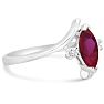 Ruby Ring: 1/2 Carat Marquise Shape Created Ruby and Diamond Ring In Sterling Silver Image-4